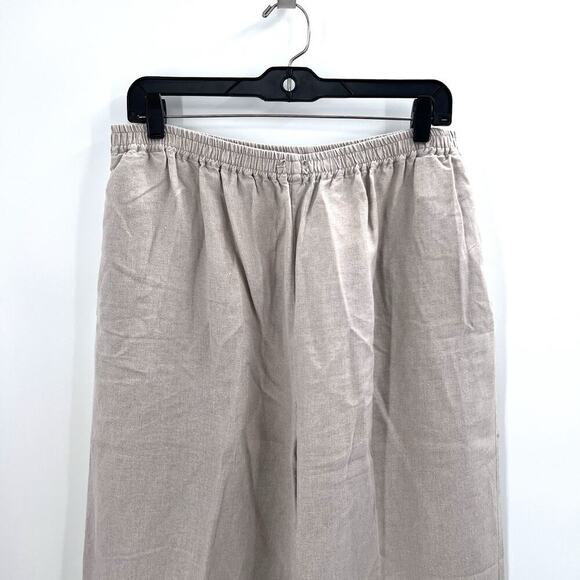 Eskandar Beige 100% Linen Lagenlook Pull On Wide Leg Trouser Pants Size 3 - Picture 2 of 8